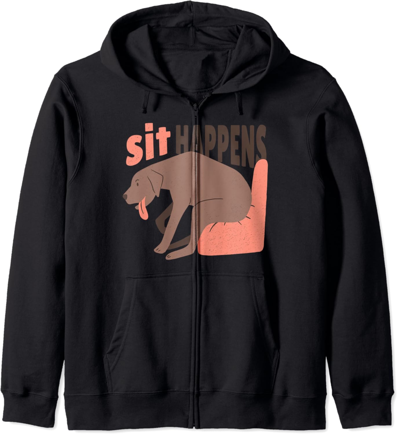 Funny dog design sit happens Zip Hoodie Clothing, Shoes & Jewelry